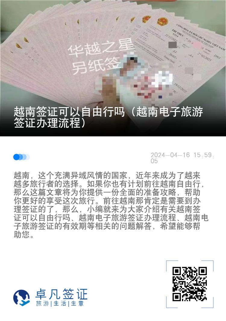 越南签证可以自由行吗（越南电子旅游签证办理流程）