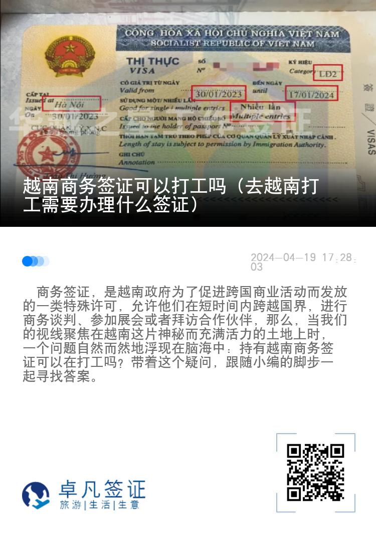 越南商务签证可以打工吗（去越南打工需要办理什么签证）