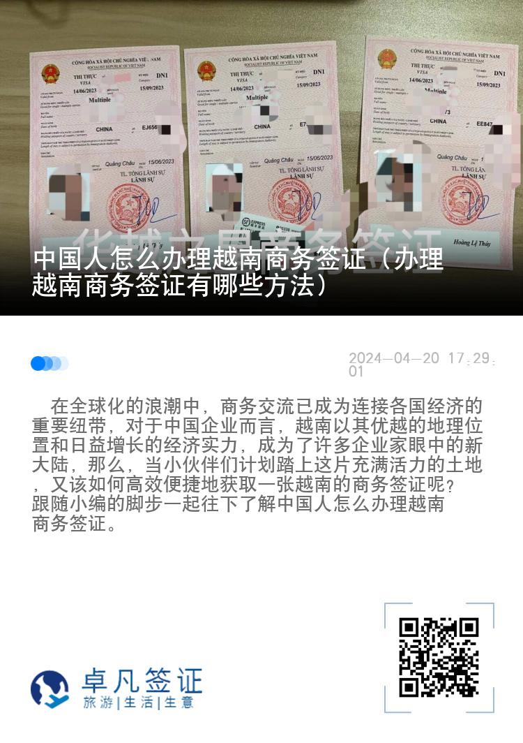 中国人怎么办理越南商务签证（办理越南商务签证有哪些方法）