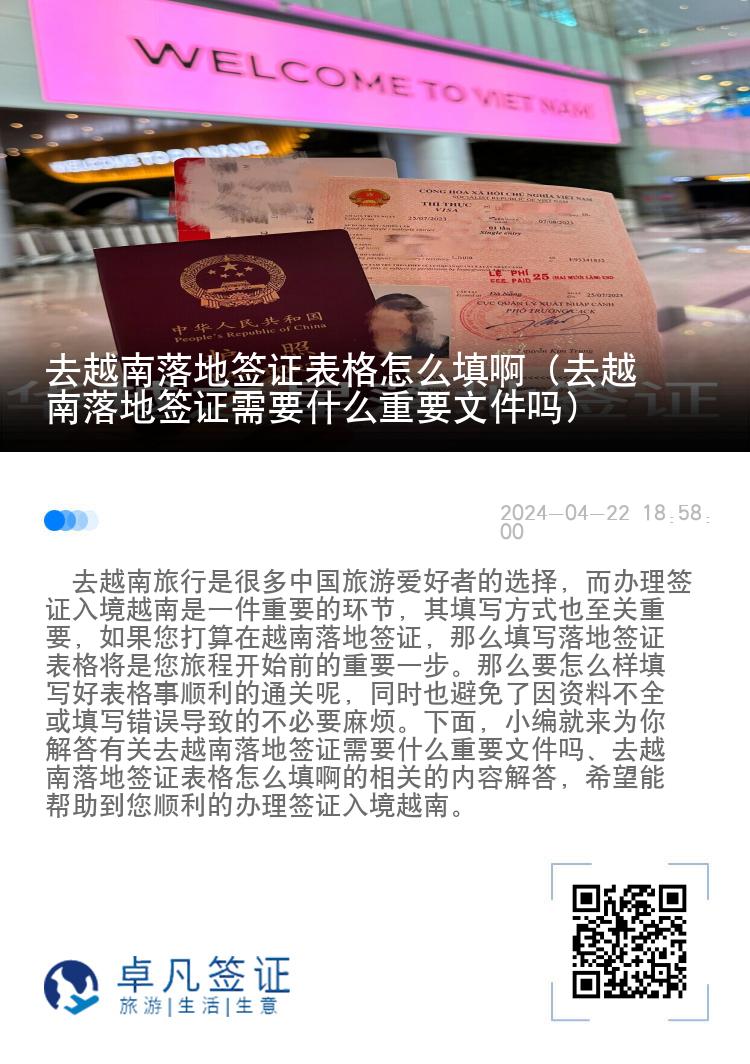 去越南落地签证表格怎么填啊（去越南落地签证需要什么重要文件吗）
