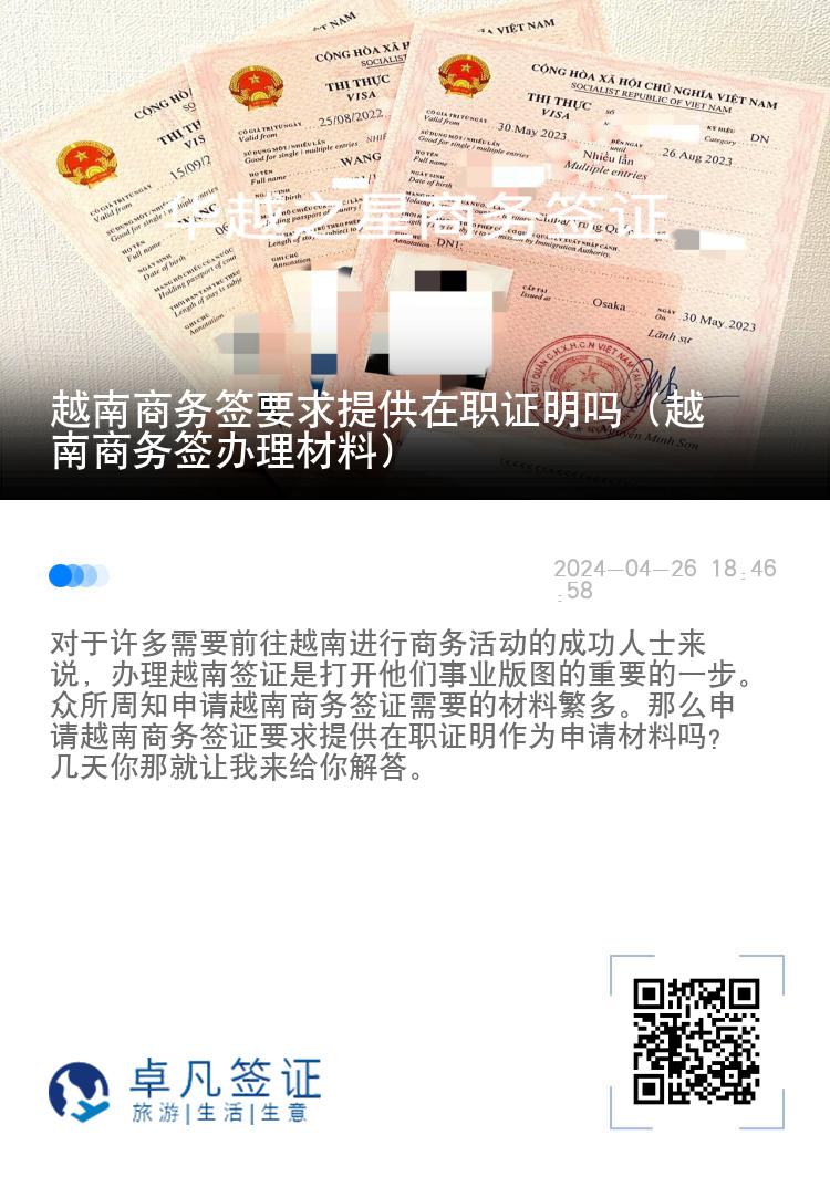 越南商务签要求提供在职证明吗（越南商务签办理材料）