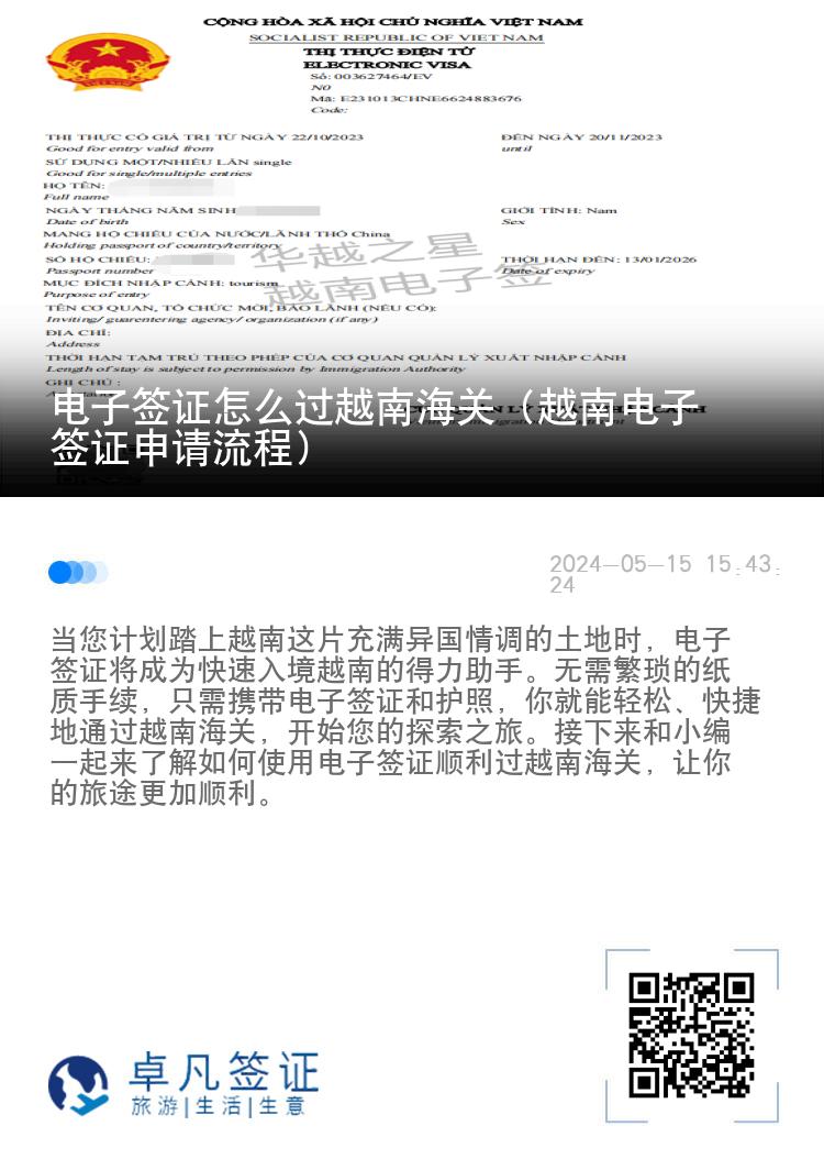 电子签证怎么过越南海关（越南电子签证申请流程）