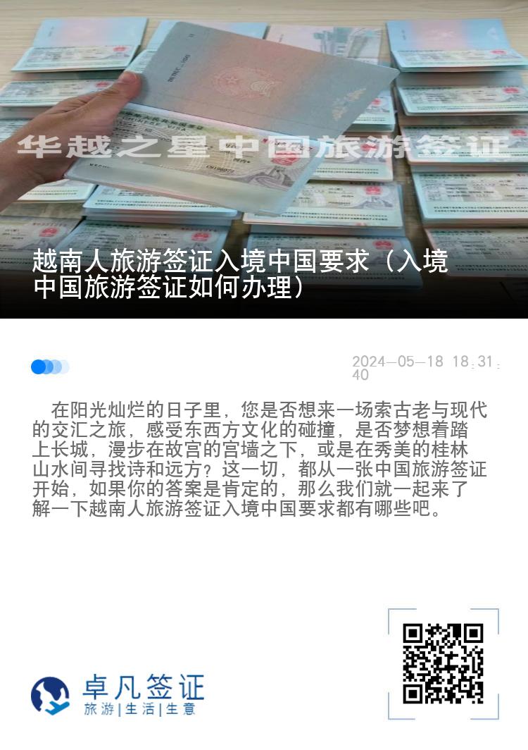 越南人旅游签证入境中国要求（入境中国旅游签证如何办理）