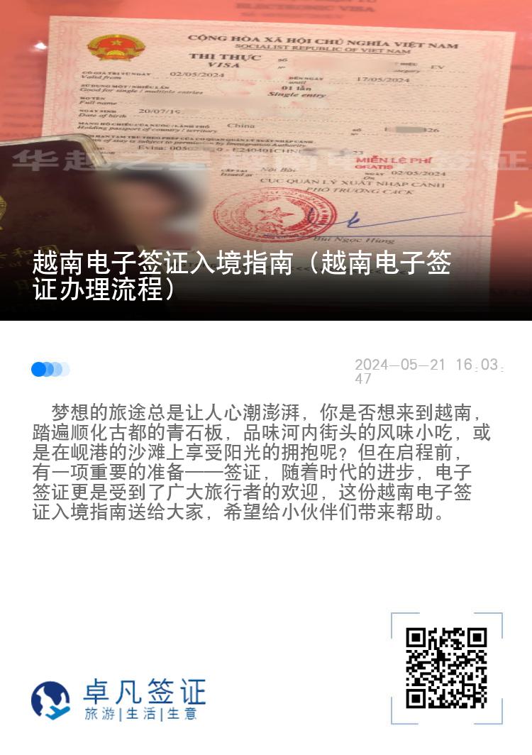 越南电子签证入境指南（越南电子签证办理流程）