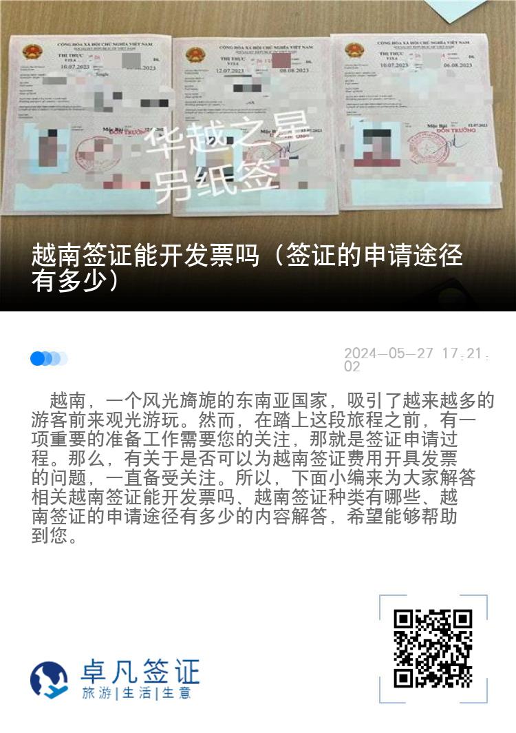 越南签证能开发票吗（签证的申请途径有多少）