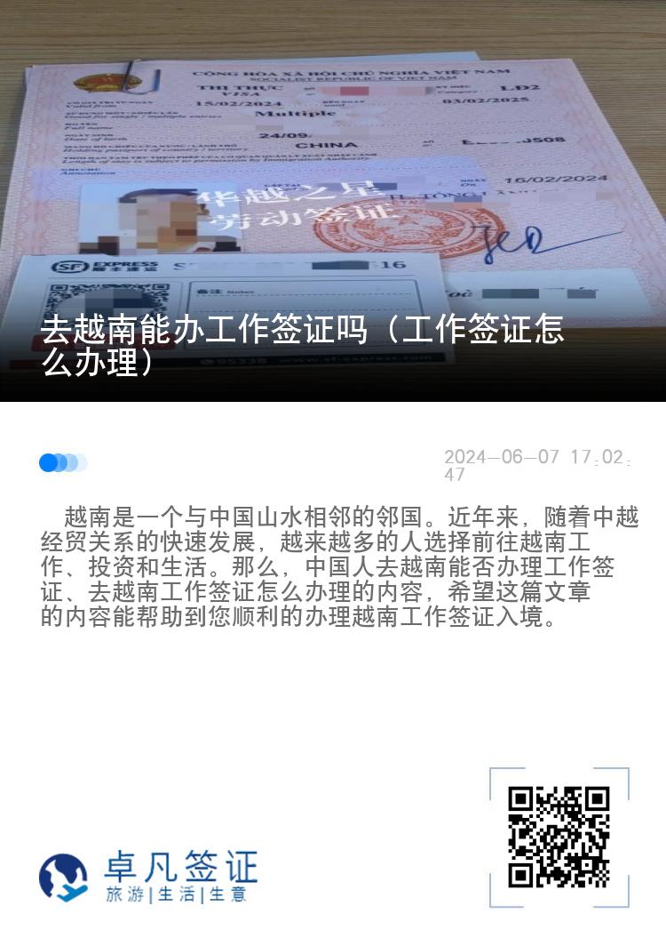 去越南能办工作签证吗（工作签证怎么办理）