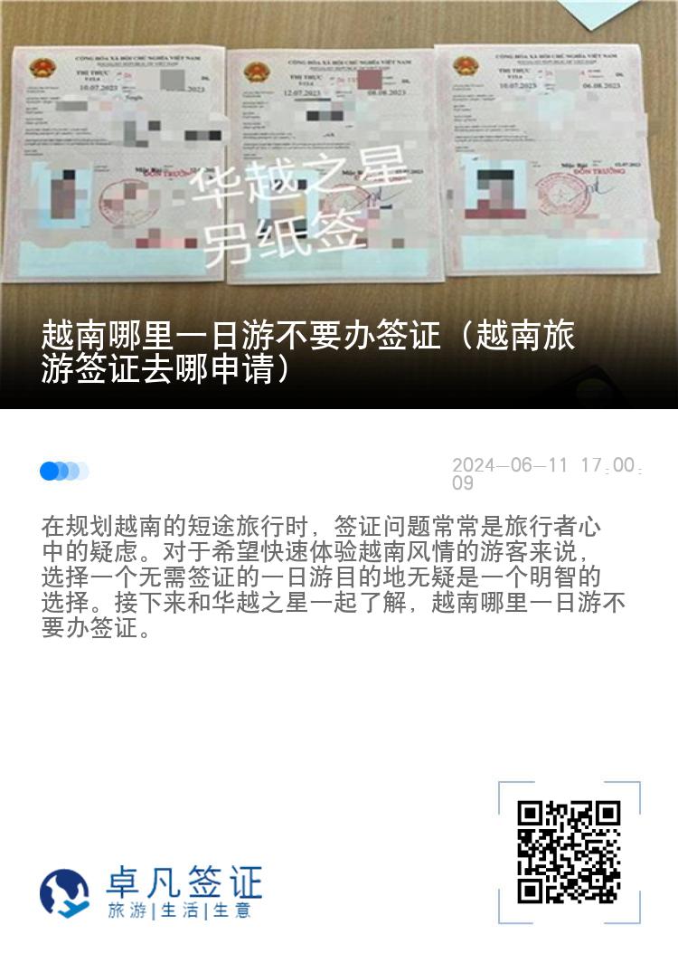 越南哪里一日游不要办签证（越南旅游签证去哪申请）
