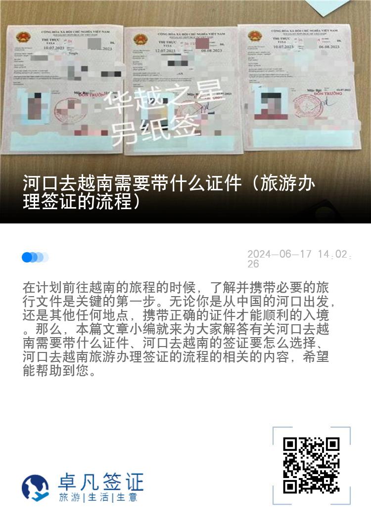 河口去越南需要带什么证件（旅游办理签证的流程）