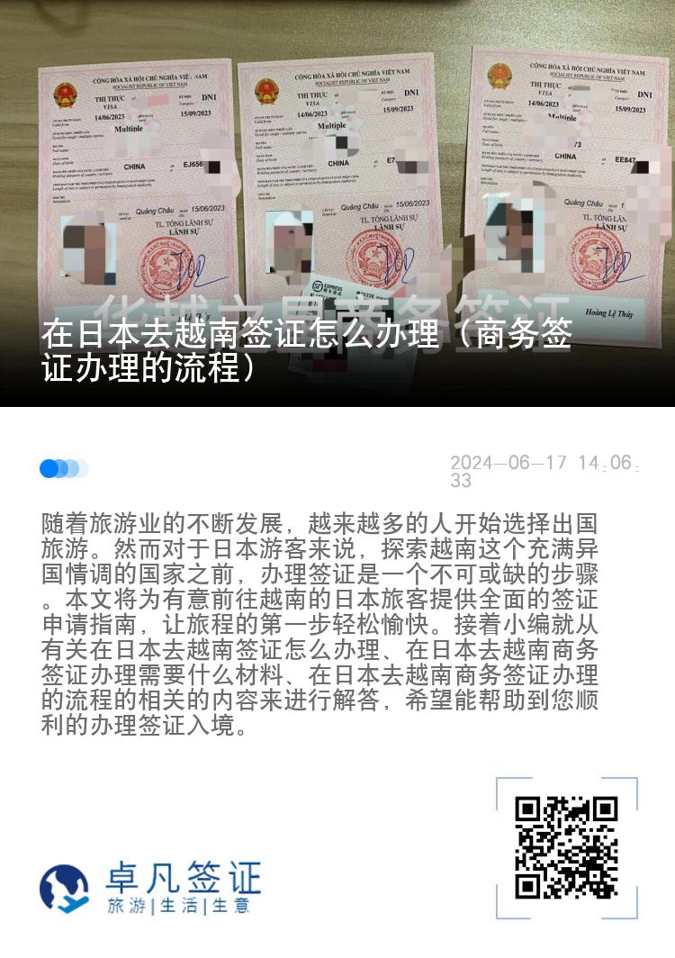 在日本去越南签证怎么办理（商务签证办理的流程）