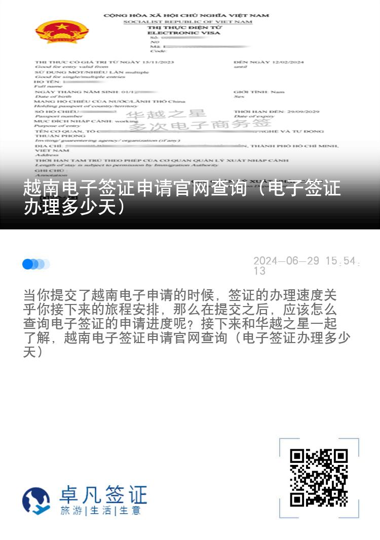 越南电子签证申请官网查询（电子签证办理多少天）