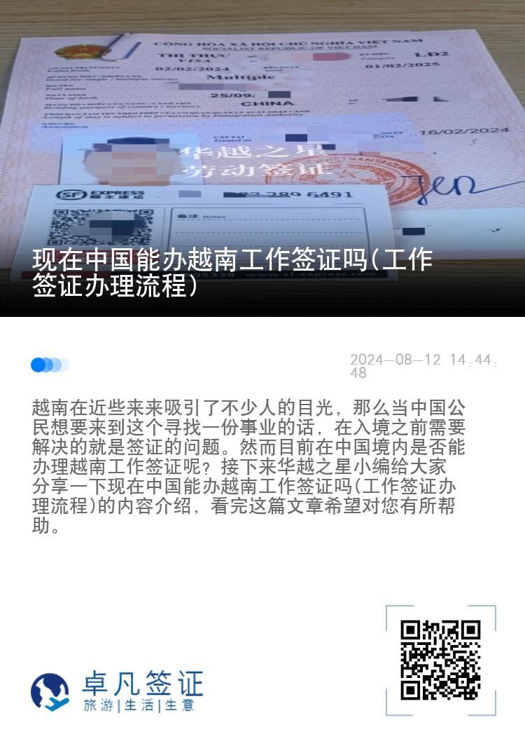 现在中国能办越南工作签证吗(工作签证办理流程)