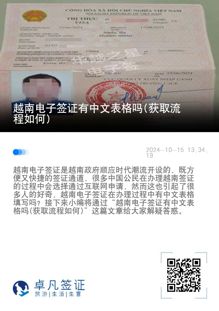 越南电子签证有中文表格吗(获取流程如何)