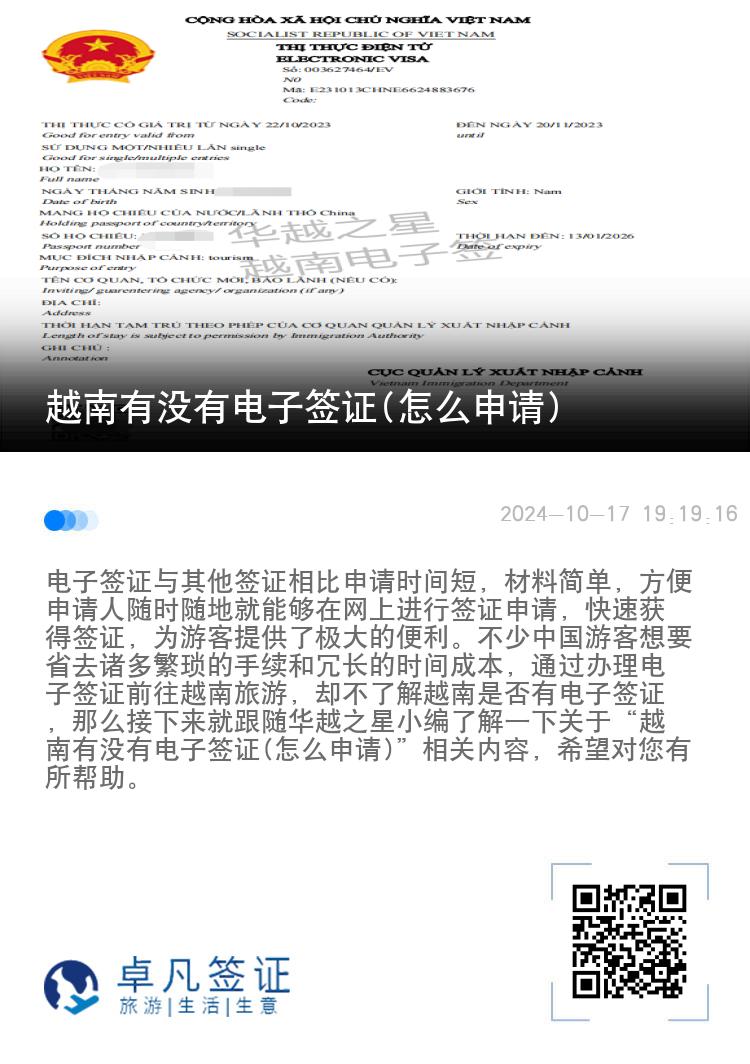 越南有没有电子签证(怎么申请)