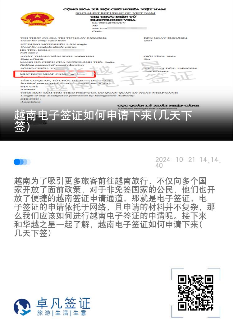 越南电子签证如何申请下来(几天下签)