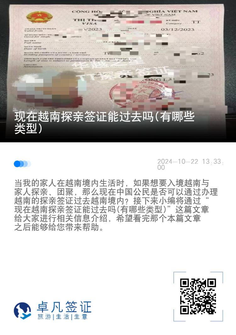 现在越南探亲签证能过去吗(有哪些类型)