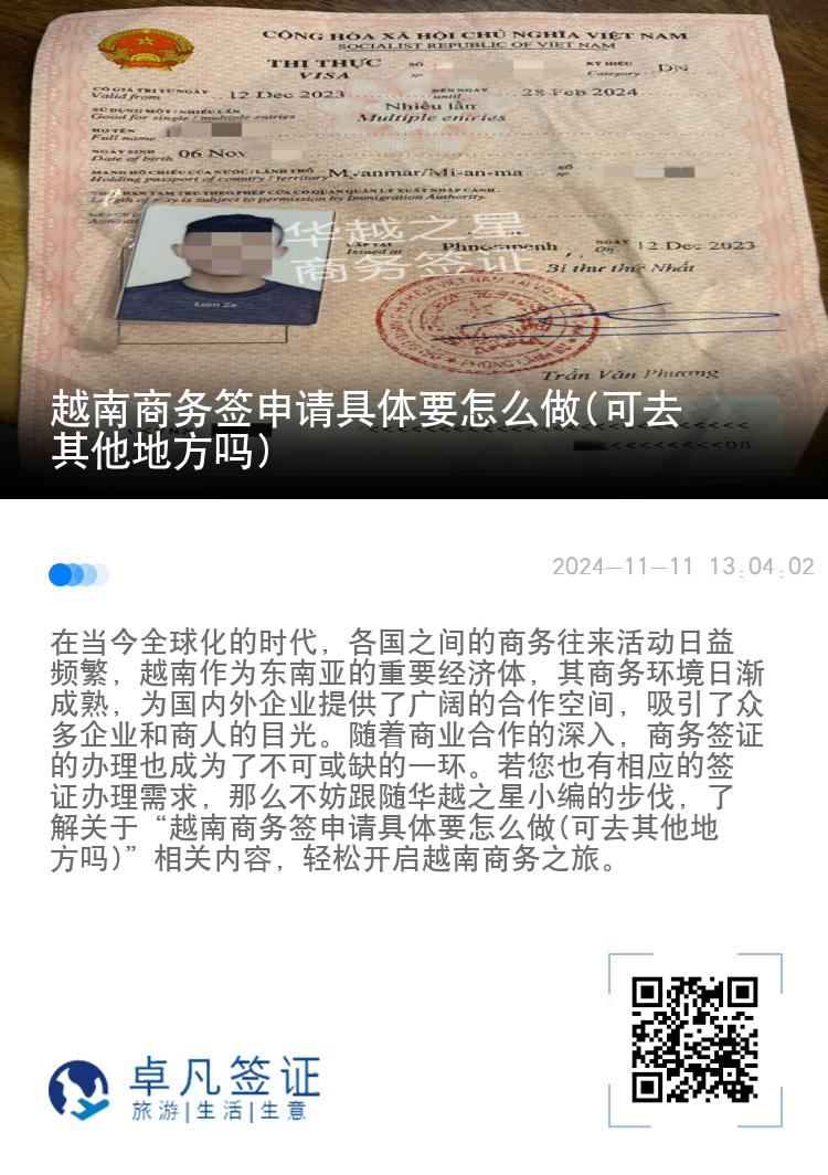 越南商务签申请具体要怎么做(可去其他地方吗)