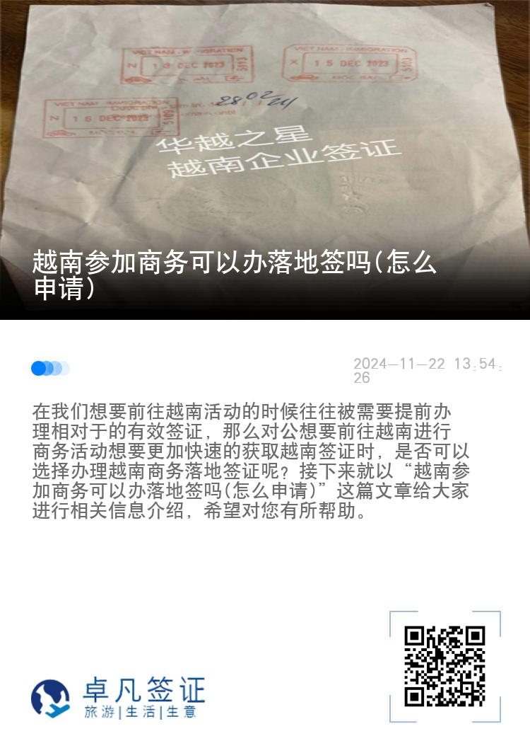 越南参加商务可以办落地签吗(怎么申请)