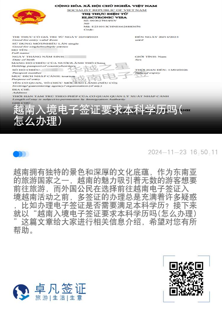 越南入境电子签证要求本科学历吗(怎么办理)