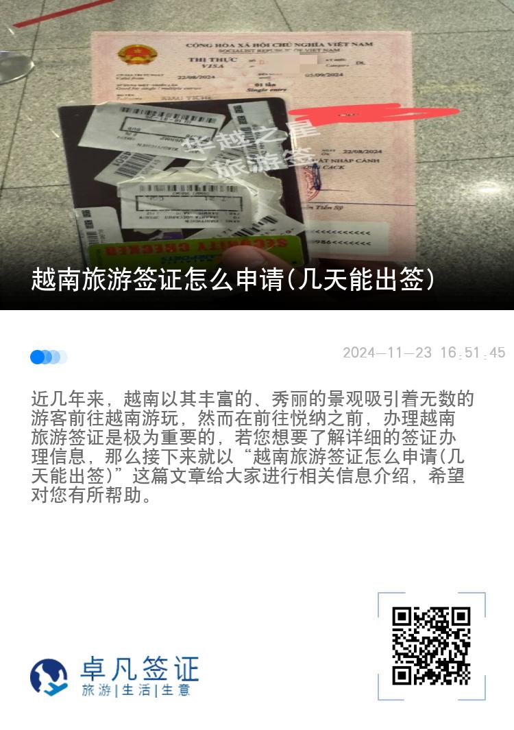 越南旅游签证怎么申请(几天能出签)