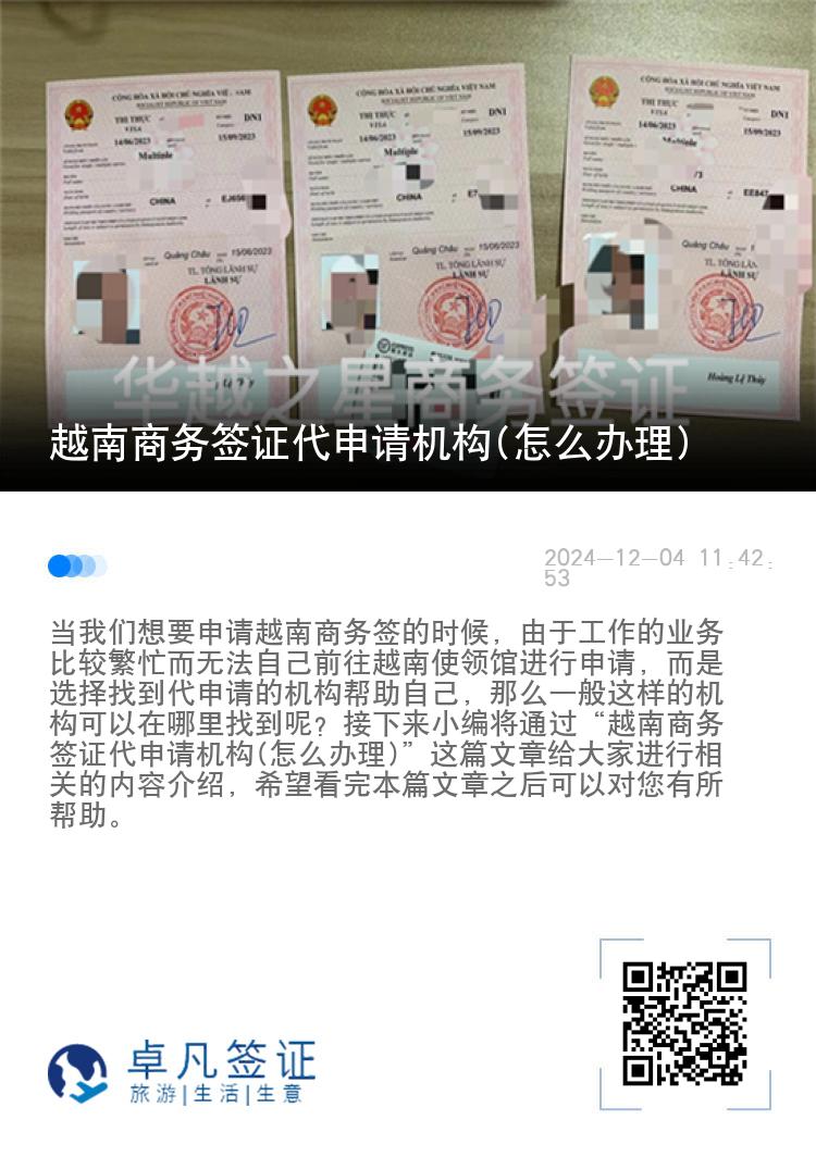 越南商务签证代申请机构(怎么办理)