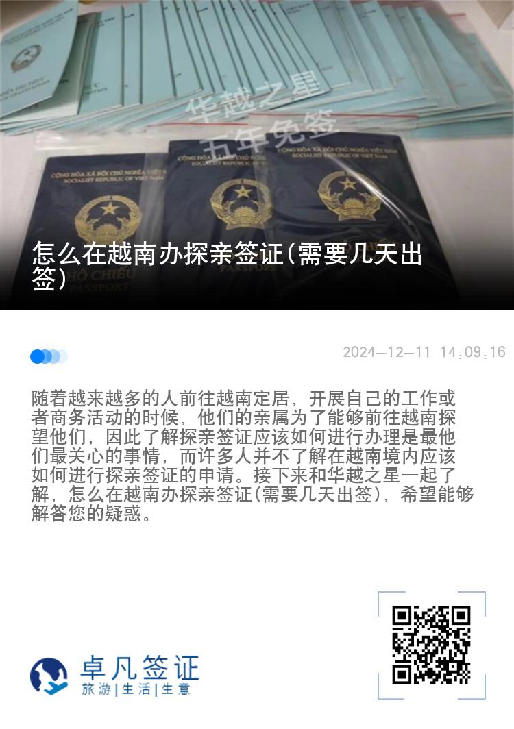 怎么在越南办探亲签证(需要几天出签)