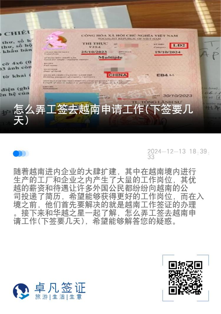 怎么弄工签去越南申请工作(下签要几天)