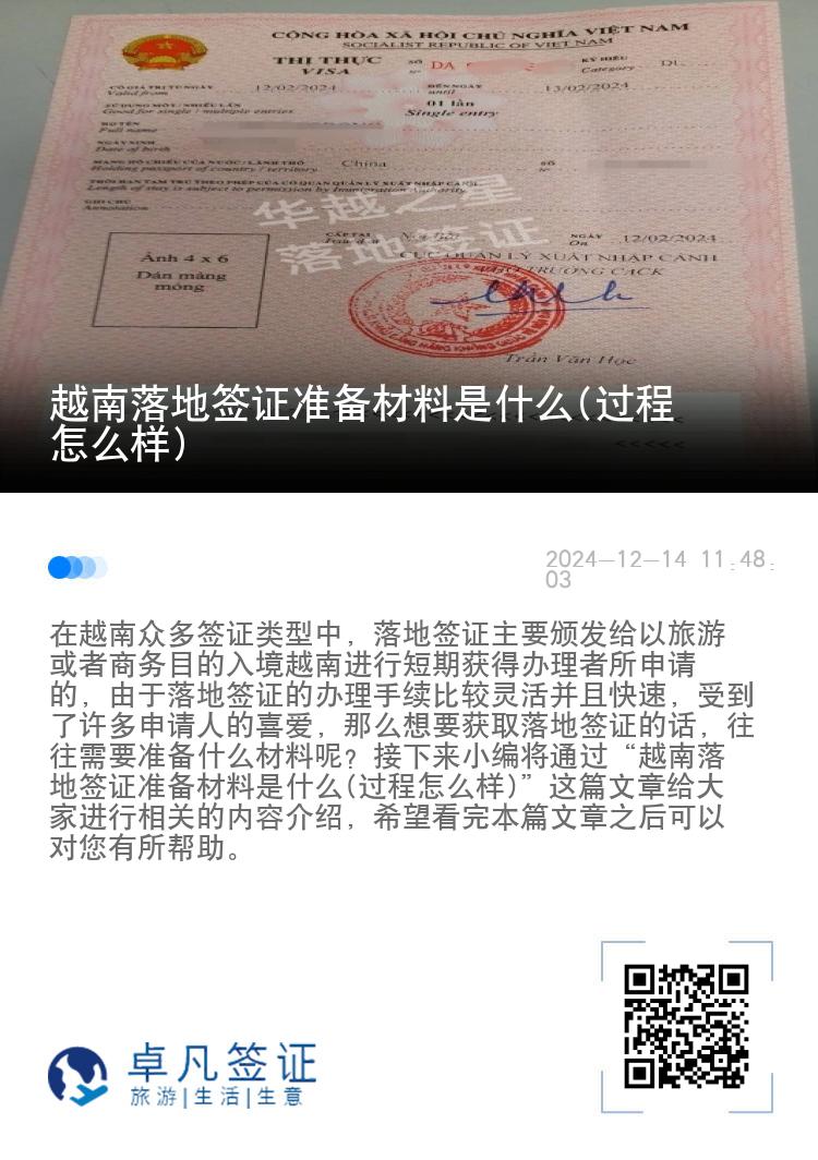 越南落地签证准备材料是什么(过程怎么样)
