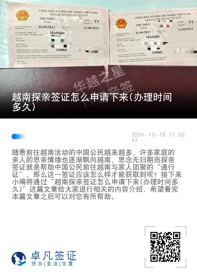 越南探亲签证怎么申请下来(办理时间多久)