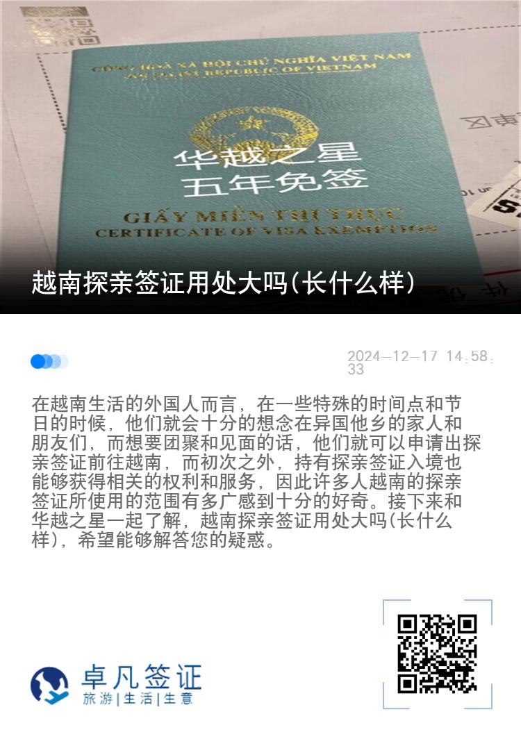 越南探亲签证用处大吗(长什么样)
