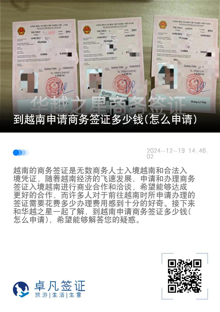 到越南申请商务签证多少钱(怎么申请)