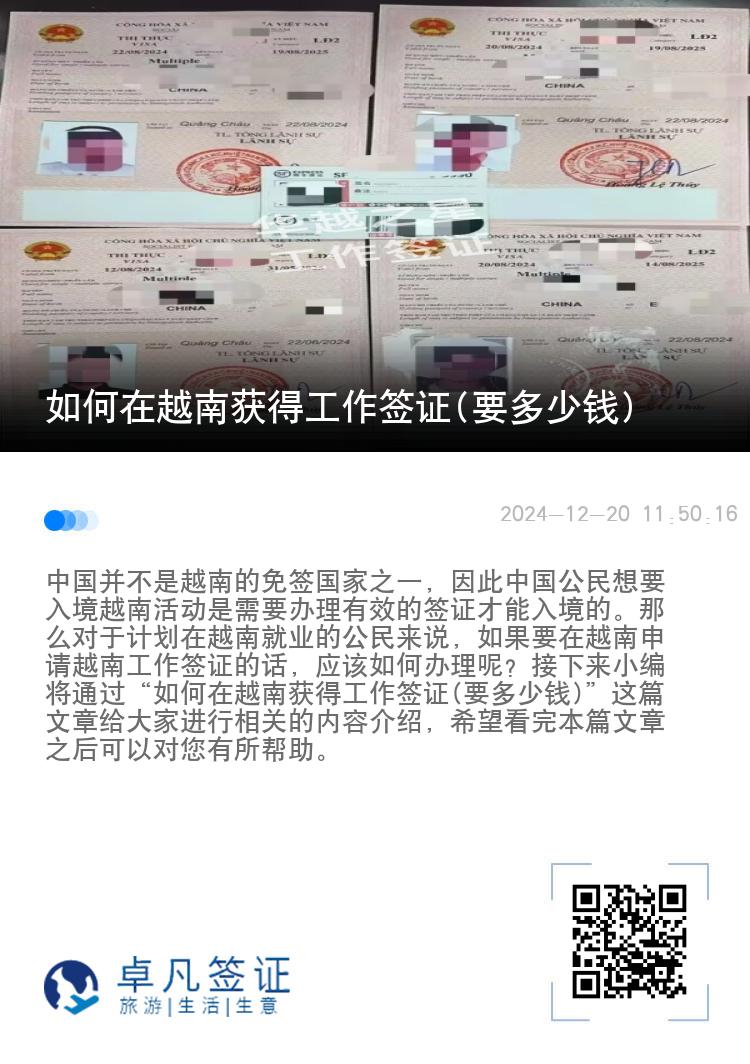 如何在越南获得工作签证(要多少钱)