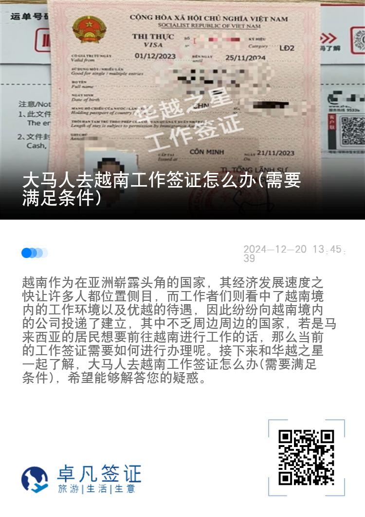 大马人去越南工作签证怎么办(需要满足条件)