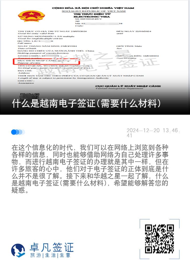什么是越南电子签证(需要什么材料)