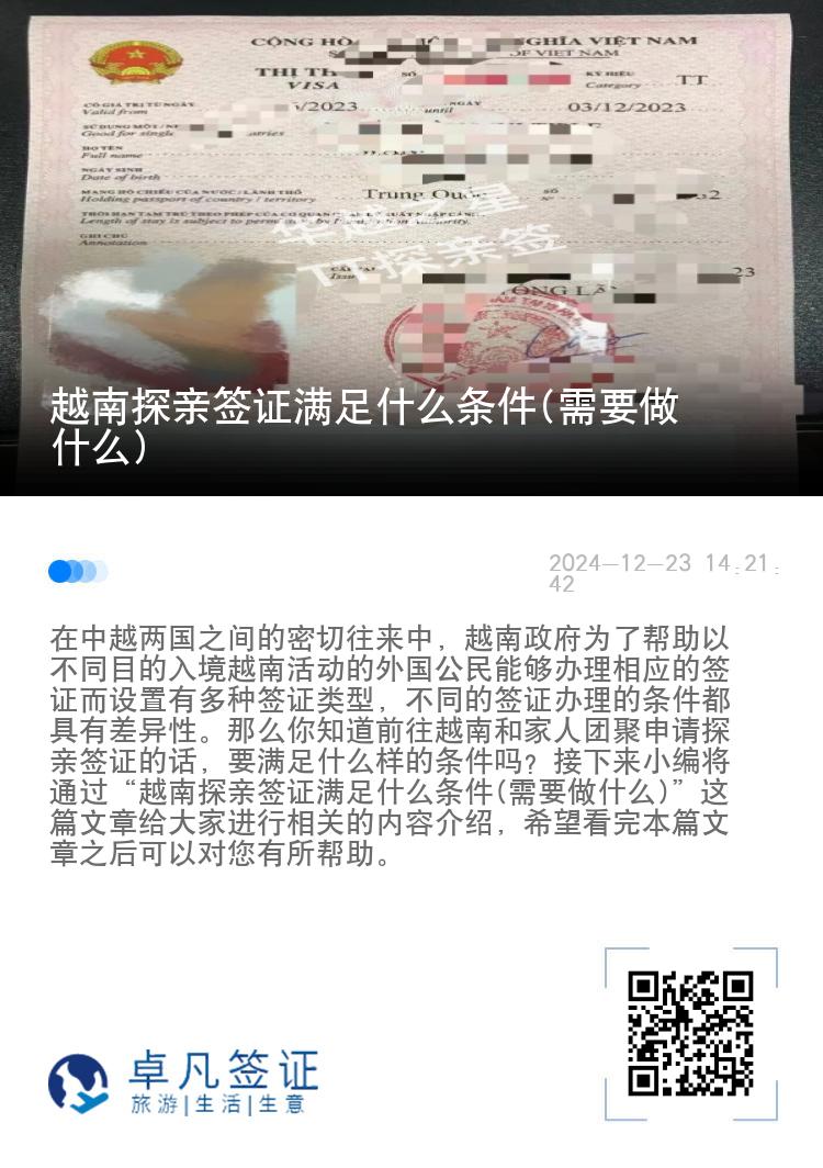 越南探亲签证满足什么条件(需要做什么)