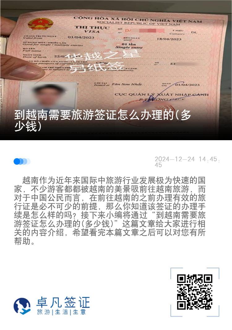 到越南需要旅游签证怎么办理的(多少钱)
