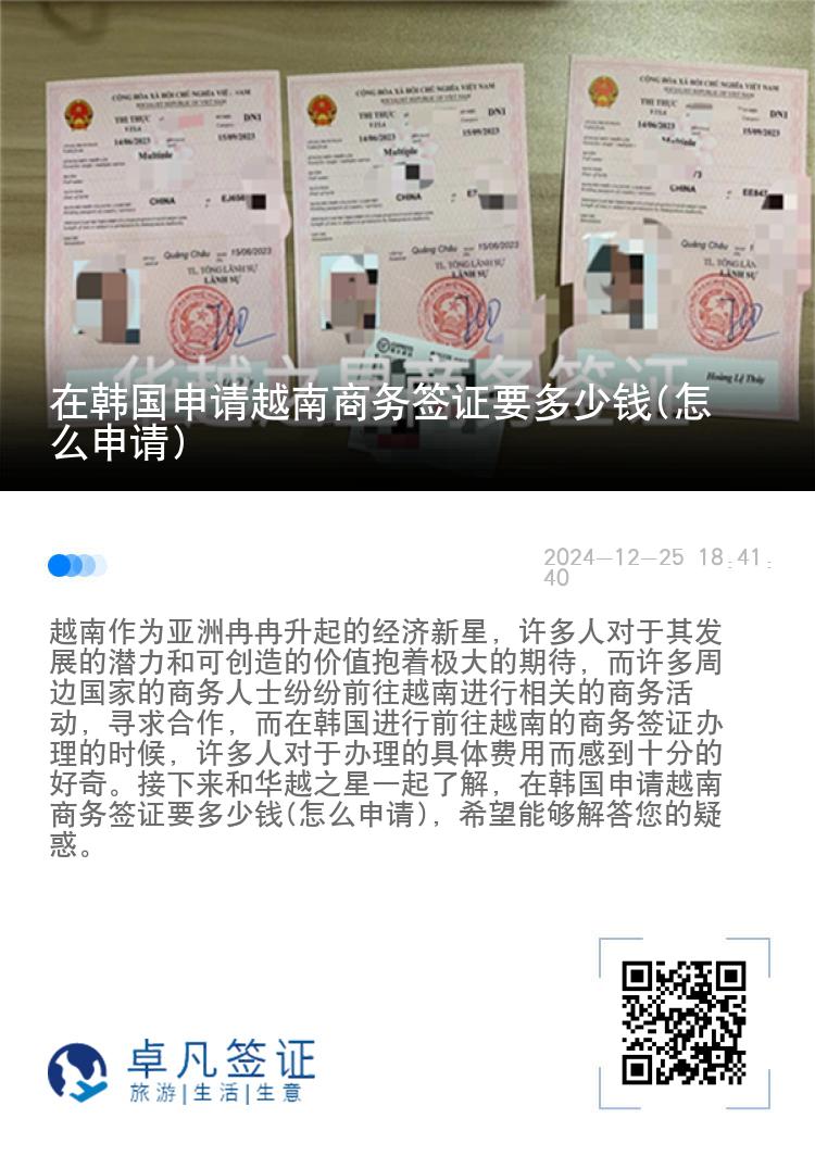 在韩国申请越南商务签证要多少钱(怎么申请)