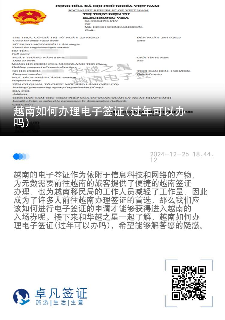 越南如何办理电子签证(过年可以办吗)