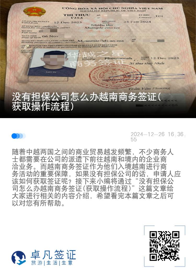 没有担保公司怎么办越南商务签证(获取操作流程)