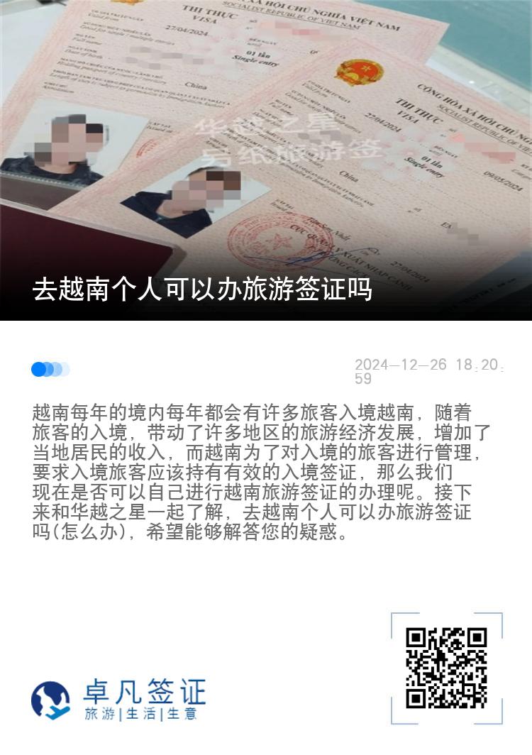 去越南个人可以办旅游签证吗