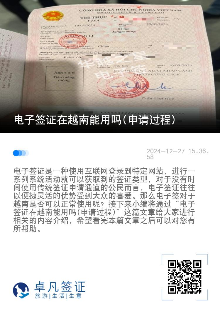电子签证在越南能用吗(申请过程)