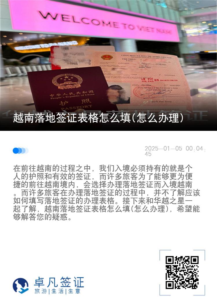 越南落地签证表格怎么填(怎么办理)