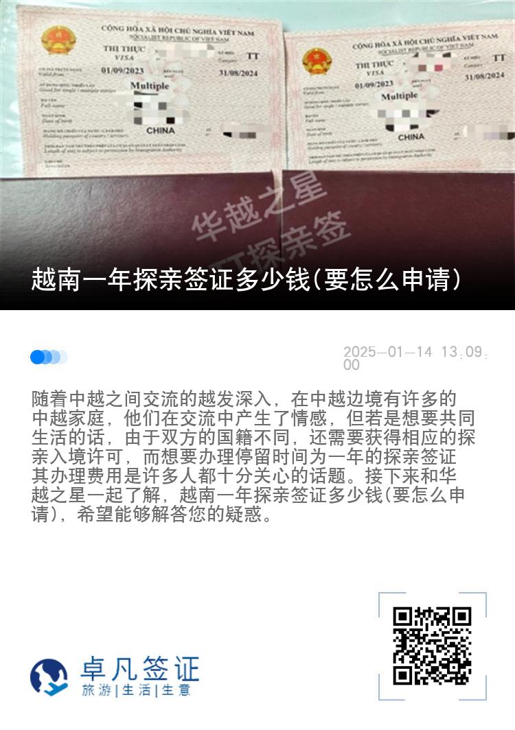 越南一年探亲签证多少钱(要怎么申请)