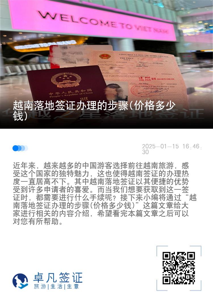 越南落地签证办理的步骤(价格多少钱)