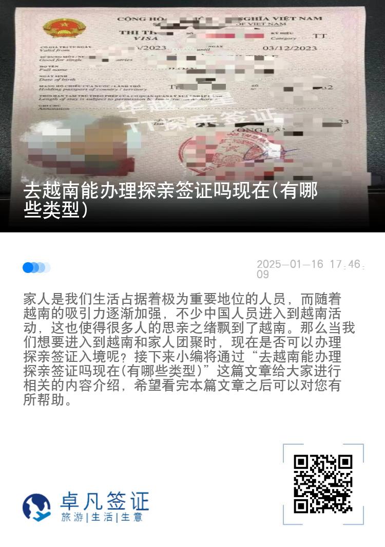去越南能办理探亲签证吗现在(有哪些类型)