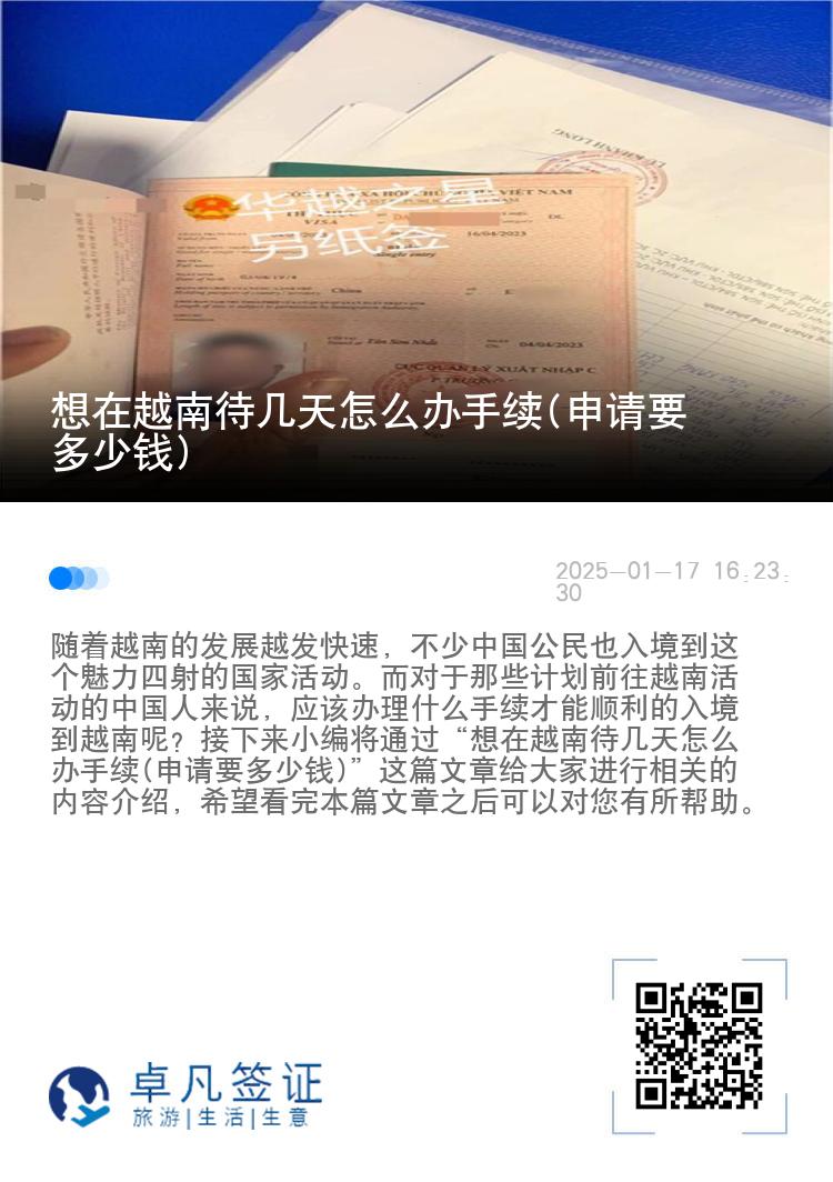 想在越南待几天怎么办手续(申请要多少钱)