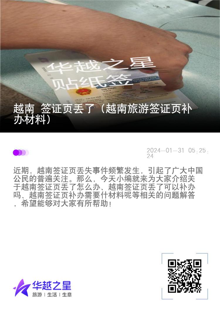 越南 签证页丢了（越南旅游签证页补办材料）