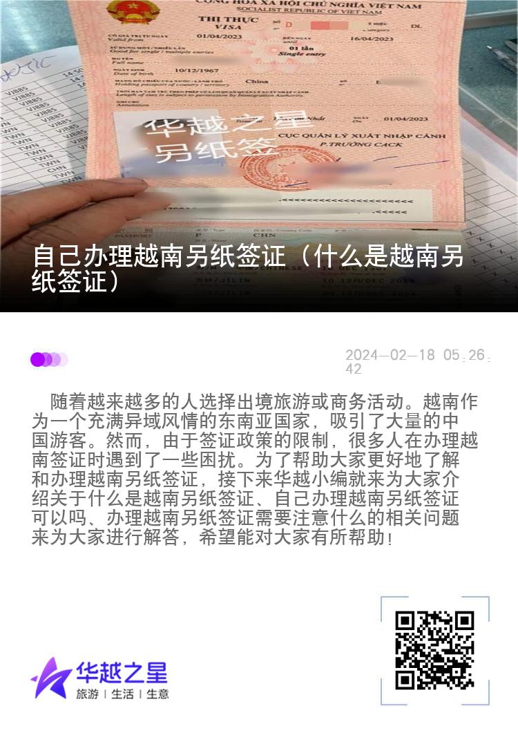 自己办理越南另纸签证（什么是越南另纸签证）