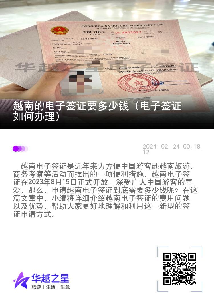 越南的电子签证要多少钱（电子签证如何办理）