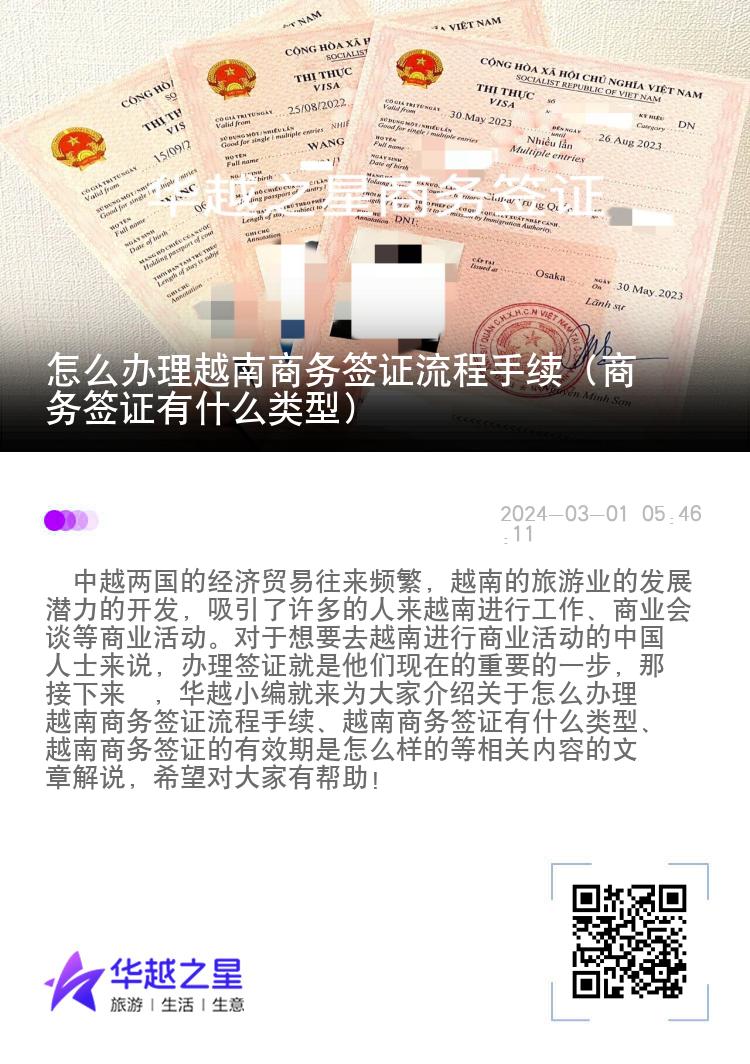 怎么办理越南商务签证流程手续（商务签证有什么类型）