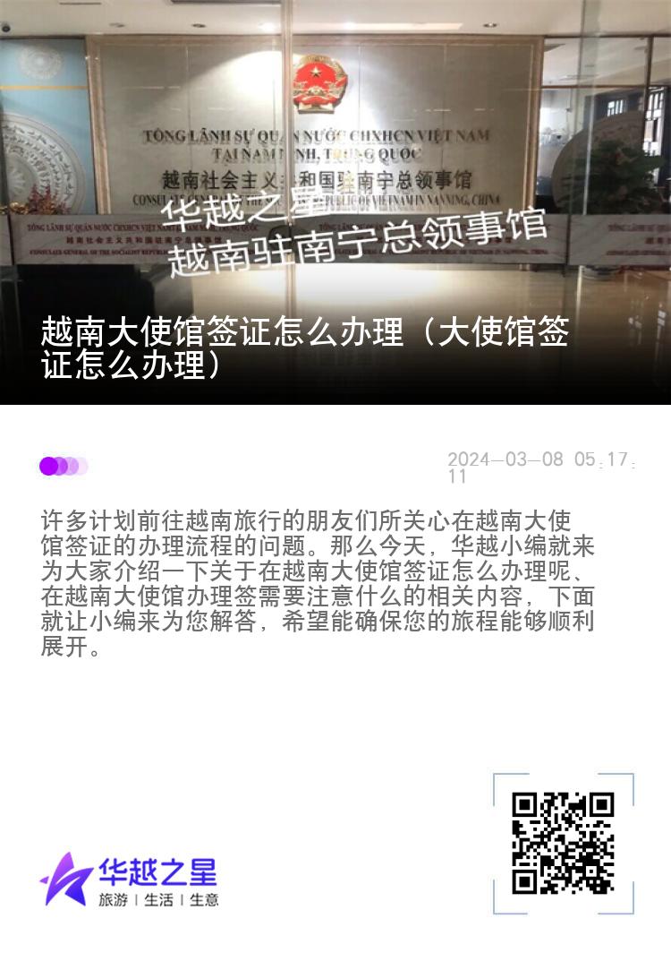 越南大使馆签证怎么办理（大使馆签证怎么办理）